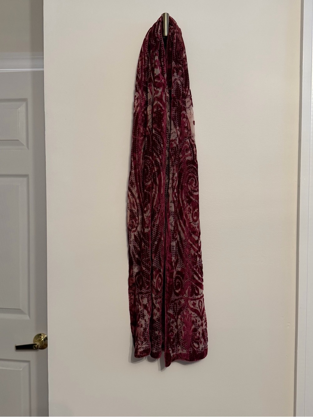Women’s‎ Burgundy Floral Velvet Devore Scarf